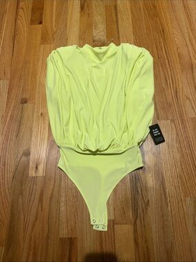 Express Neon Yellow Sleeveless open back Bodysuit. XS NWT